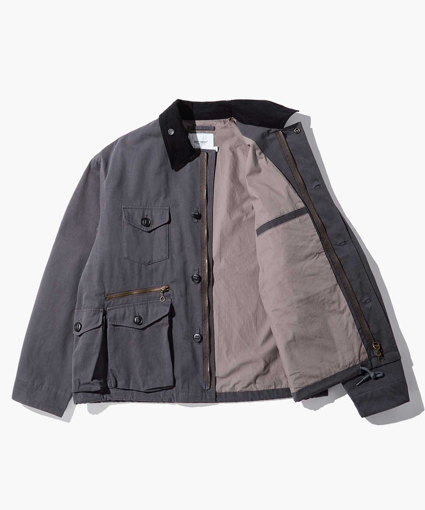 Outstanding & Co. Corduroy Collar Fishing Jacket - Charcoal