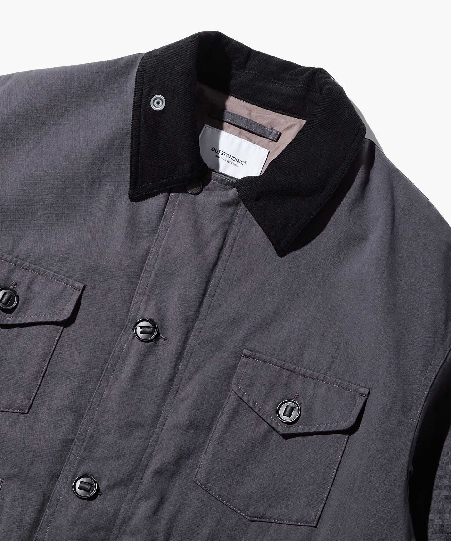 Outstanding & Co. Corduroy Collar Fishing Jacket - Charcoal