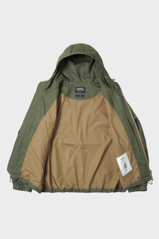 FrizmWorks Washed Denim Hooded Parka - Olive